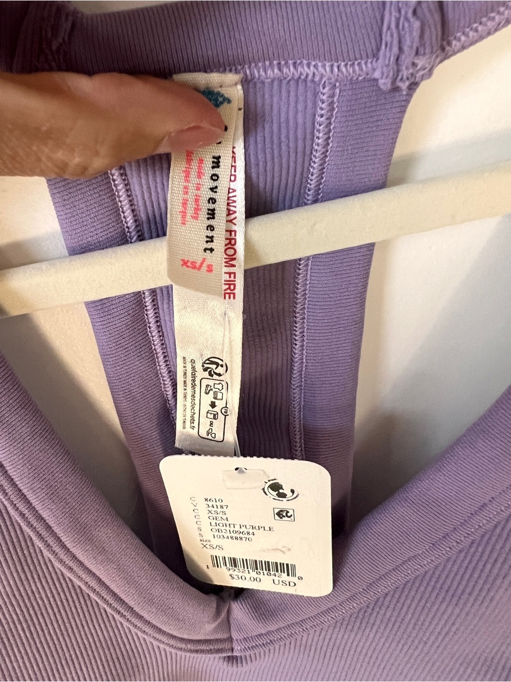 BWT❤️ fp movement s xs Purple Ribbed V-Neck Top - Picture 3 of 5